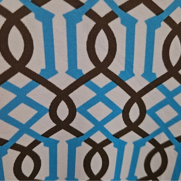 J. McLaughlin Geometric Print 3/4 Sleeve Ruched Side Dress - Picture 3 of 7